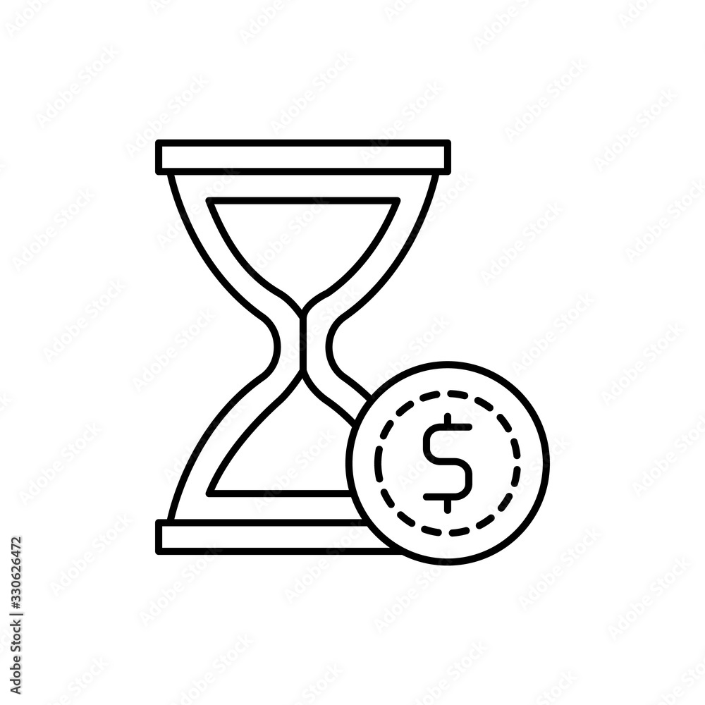 Poster clock, dollar, hourglass icon. simple line, outline vector elements of time management for ui and ux
