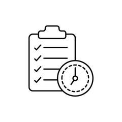 Clock, check, clipboard icon. Simple line, outline vector elements of time management for ui and ux, website or mobile application