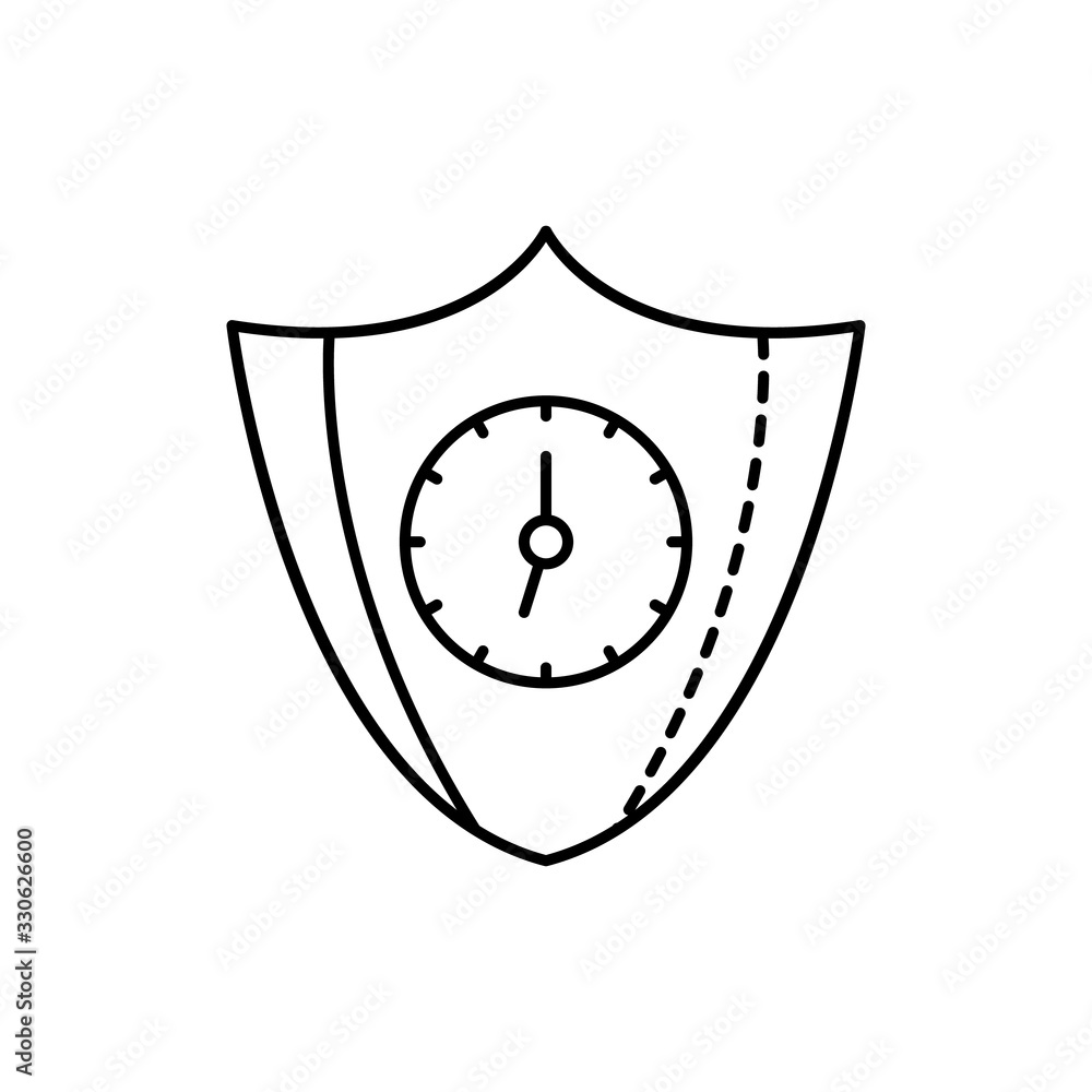Poster clock, shield icon. simple line, outline vector elements of time management for ui and ux, website o