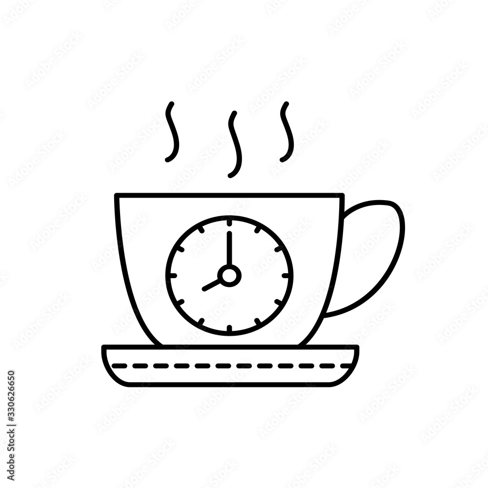 Aufkleber clock, cup of tea icon. simple line, outline vector elements of time management for ui and ux, websi