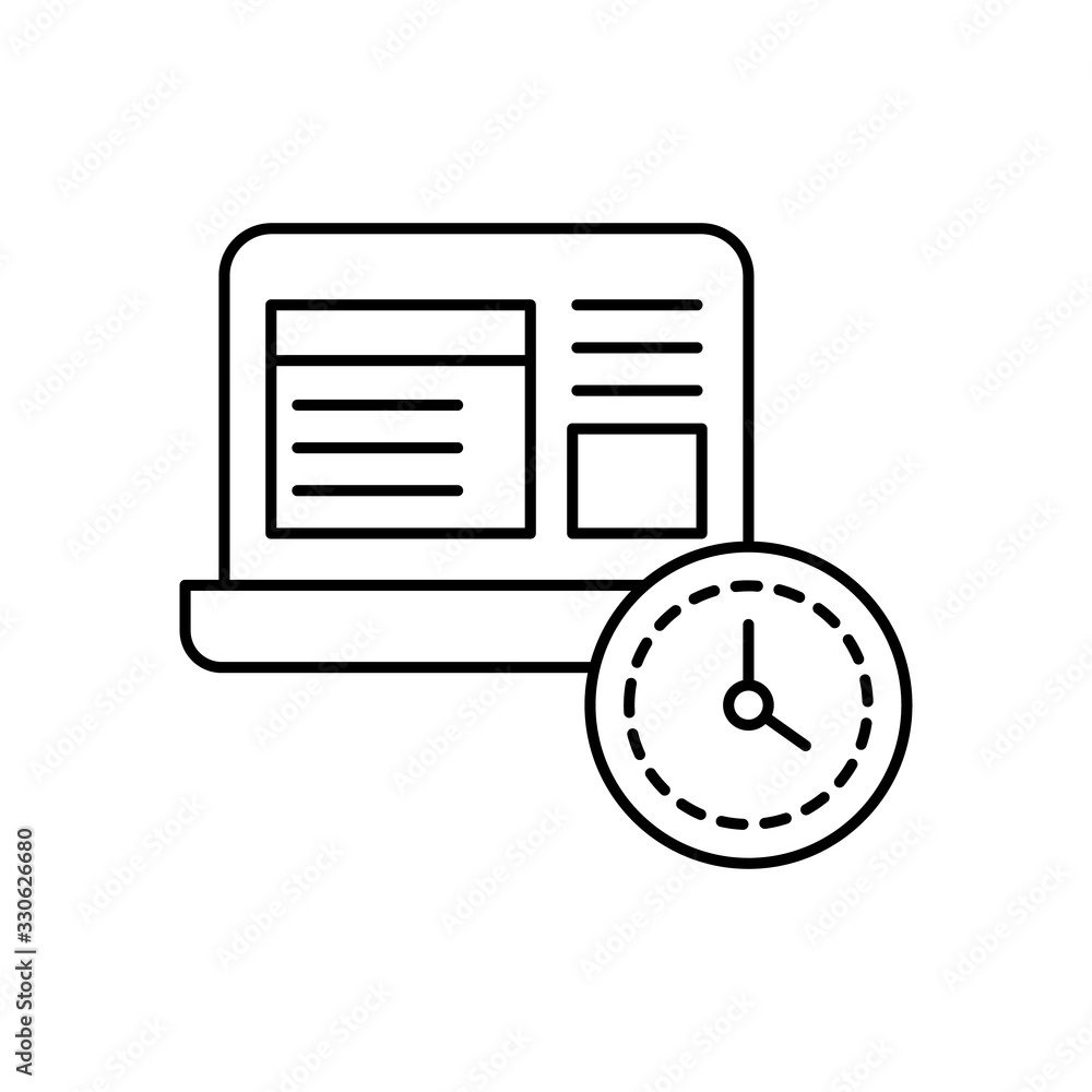 Aufkleber clock, laptop icon. simple line, outline vector elements of time management for ui and ux, website o