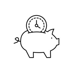 Clock, piggy bank icon. Simple line, outline vector elements of time management for ui and ux, website or mobile application