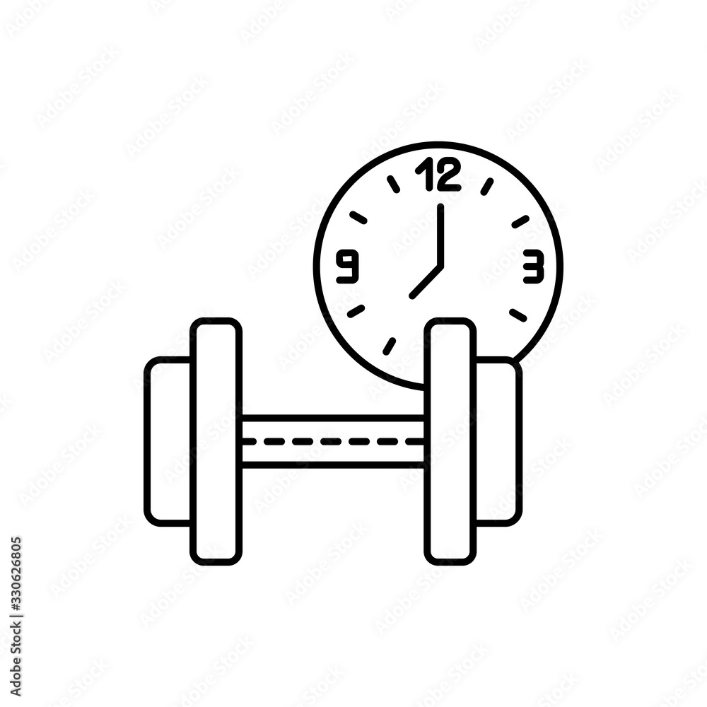 Poster clock, dumbbell icon. simple line, outline vector elements of time management for ui and ux, website