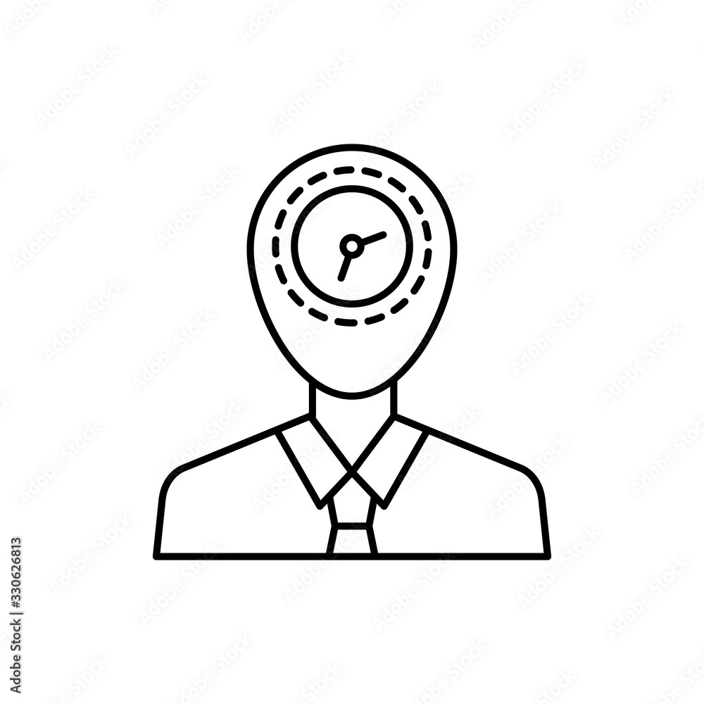 Poster clock, avatar, man icon. simple line, outline vector elements of time management for ui and ux, webs