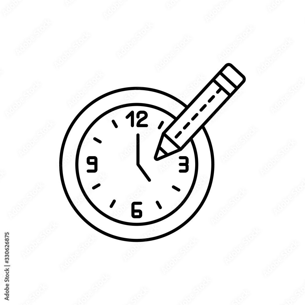 Aufkleber clock, pencil icon. simple line, outline vector elements of time management for ui and ux, website o
