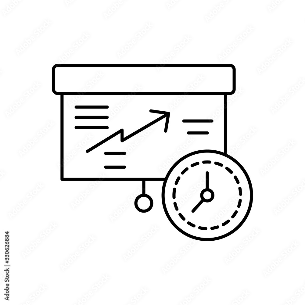 Poster clock, chart icon. simple line, outline vector elements of time management for ui and ux, website or