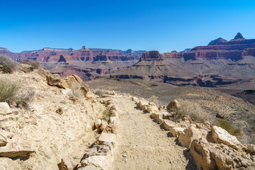 hiking the south kaibab trail in grand canyon national park, arizona, usa