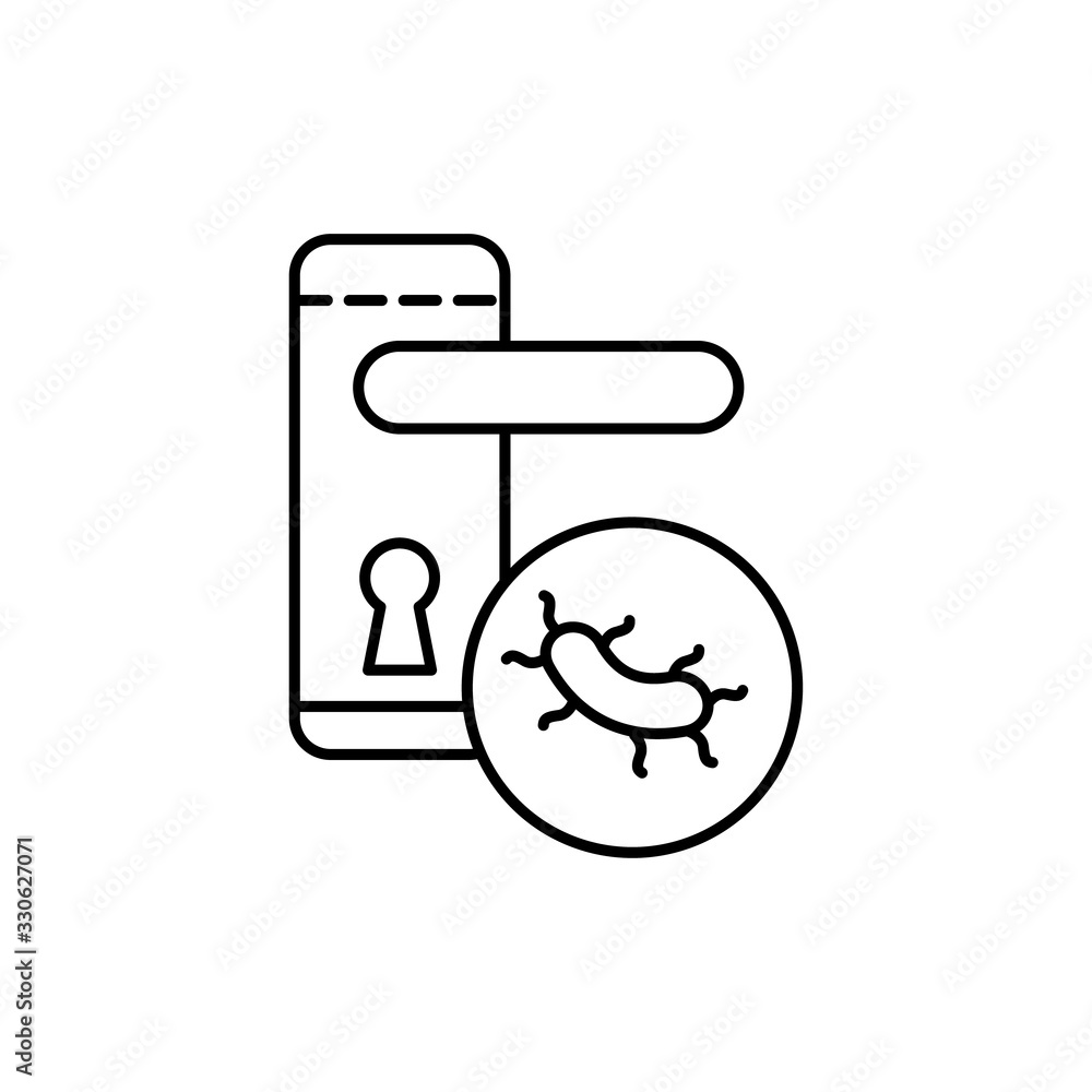 Poster virus, door knob icon. simple line, outline vector elements of epidemic for ui and ux, website or mo
