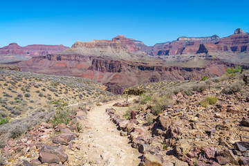 hiking the south kaibab trail at the tipoff in grand canyon national park, arizona, usa