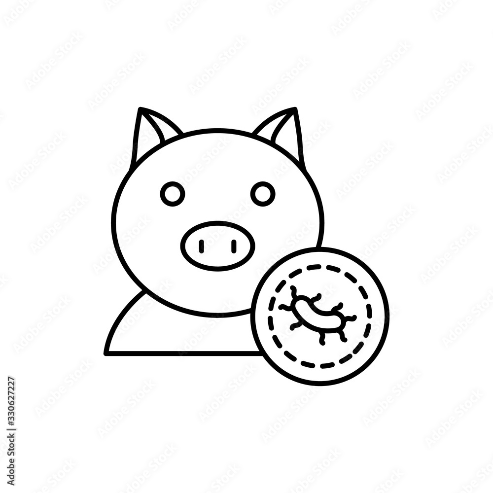 Poster virus, pig icon. simple line, outline vector elements of epidemic for ui and ux, website or mobile a