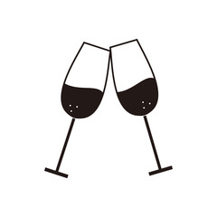 Two glasses of wine toast icon vector illustration 