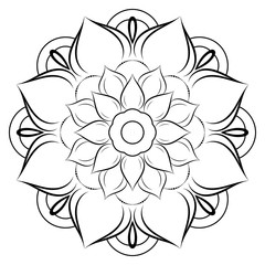 Circle flower of mandala with vintage floral style, Vector mandala Oriental pattern, Hand drawn decorative element. Unique design with petal flower. Concept relax and meditation use for page logo book