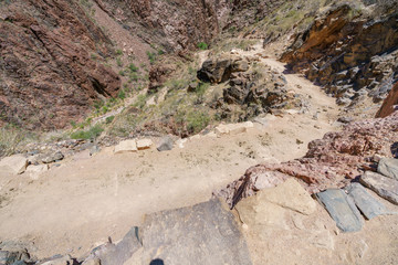 hiking the bright angel trail in grand canyon national park, arizona, usa