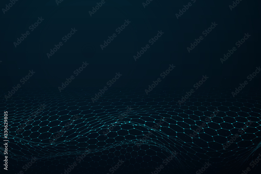 Wall mural abstract hexagonal pattern design of technology futuristic artwork background. illustration vector e