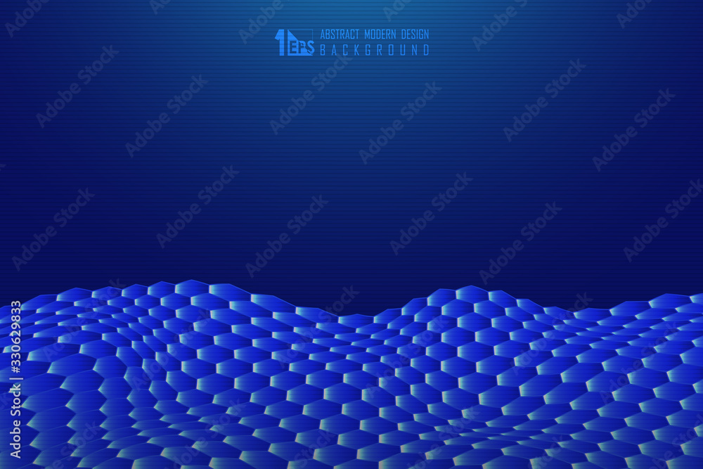 Poster abstract blue hexagonal pattern mesh design on technology template background. illustration vector e
