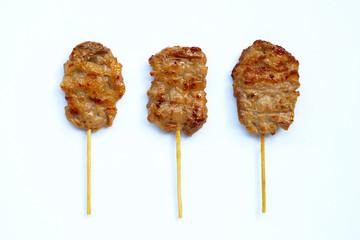Grilled pork on white background.