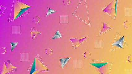Polygon abstract shapes colorful pink yellow gradient vector background