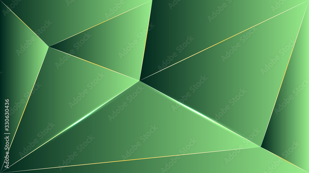 Poster polygon abstract shapes line gold green dark gradient vector background