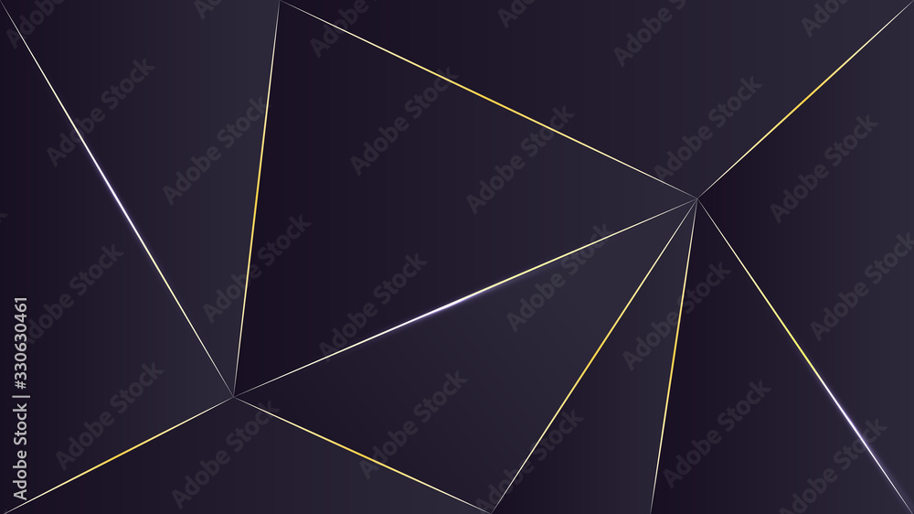 Poster polygon abstract shapes line gold violet dark gradient vector background