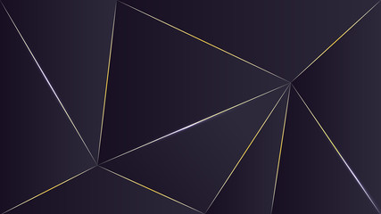 Polygon abstract shapes line gold violet dark gradient vector background