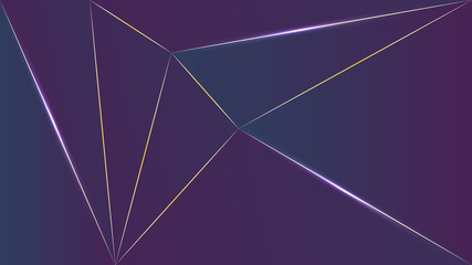 Polygon abstract shapes line gold violet blue gradient vector background