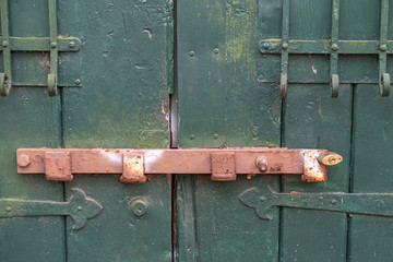 Exterior View of Antique Door Showing Old Fixtures