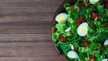 food background of salad on wooden table