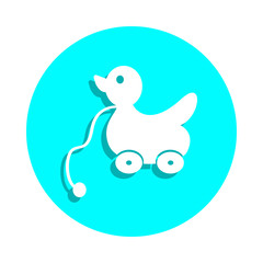 Duck on wheels. Toy element badge icon. Simple glyph, flat vector of toys icons for ui and ux, website or mobile application