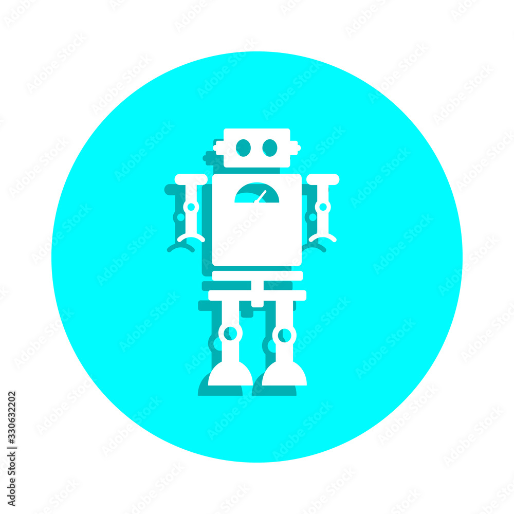 Poster toy robot badge icon. simple glyph, flat vector of toys icons for ui and ux, website or mobile appli