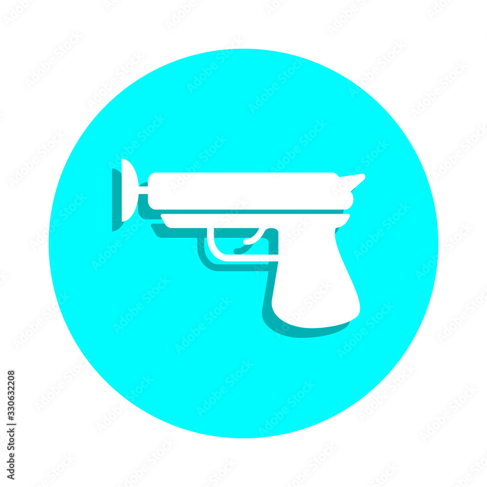 Poster toy gun with velcro badge icon. simple glyph, flat vector of toys icons for ui and ux, website or mo