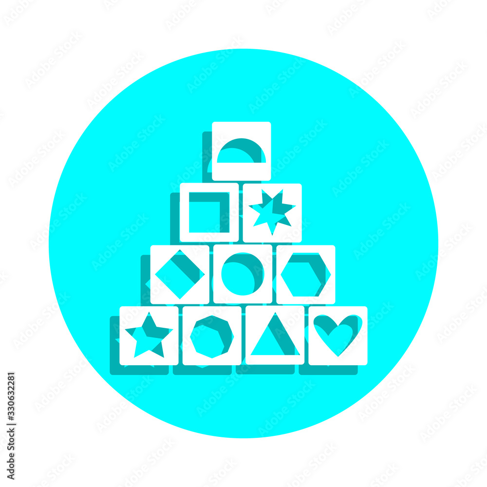 Poster wooden block building game badge icon. simple glyph, flat vector of toys icons for ui and ux, websit