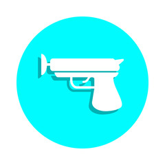 Toy gun with velcro badge icon. Simple glyph, flat vector of toys icons for ui and ux, website or mobile application