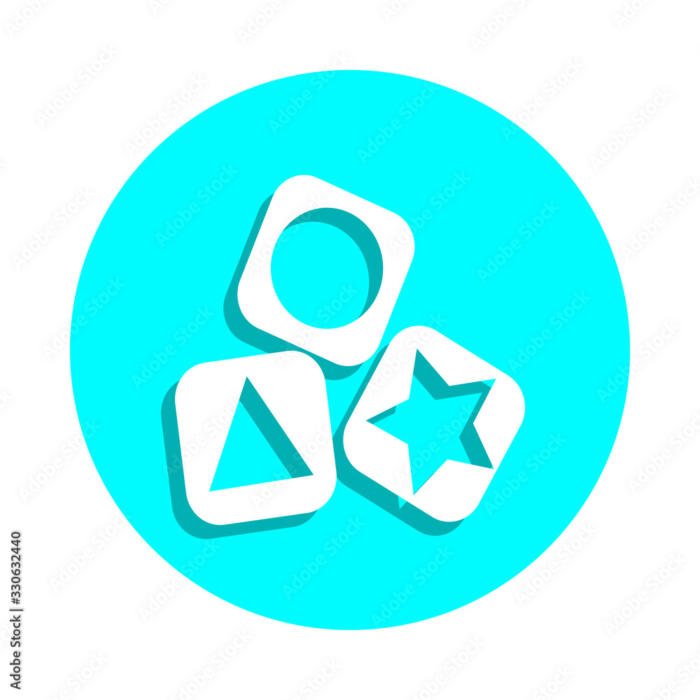 Poster wooden block building game badge icon. simple glyph, flat vector of toys icons for ui and ux, websit