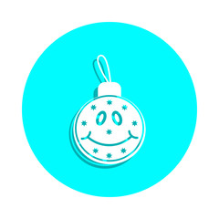 Christmas smile ball badge icon. Simple glyph, flat vector of toys icons for ui and ux, website or mobile application