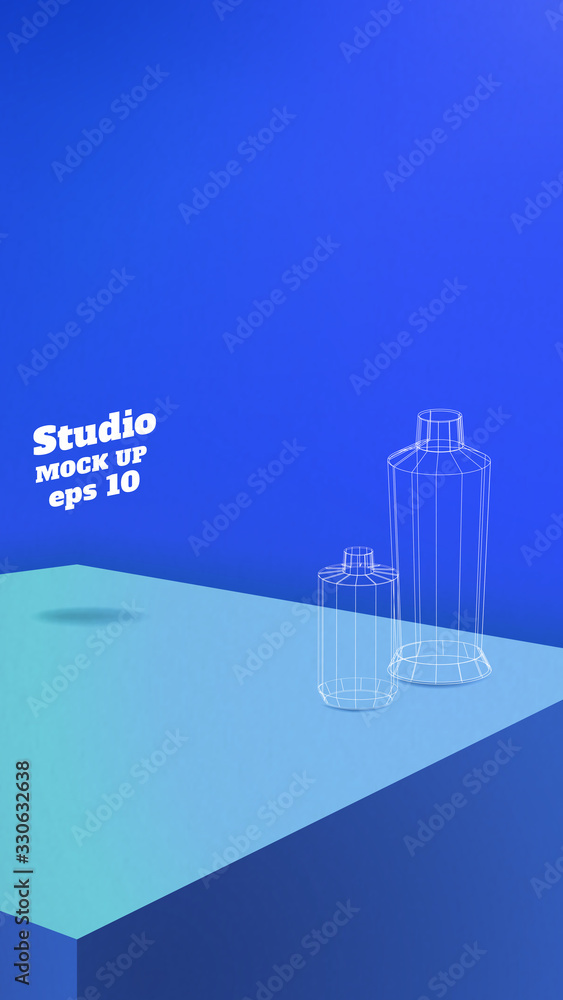 Leinwandbilder studio table background.vector,vivid blue gradient product display block wall.mockup for display of 
