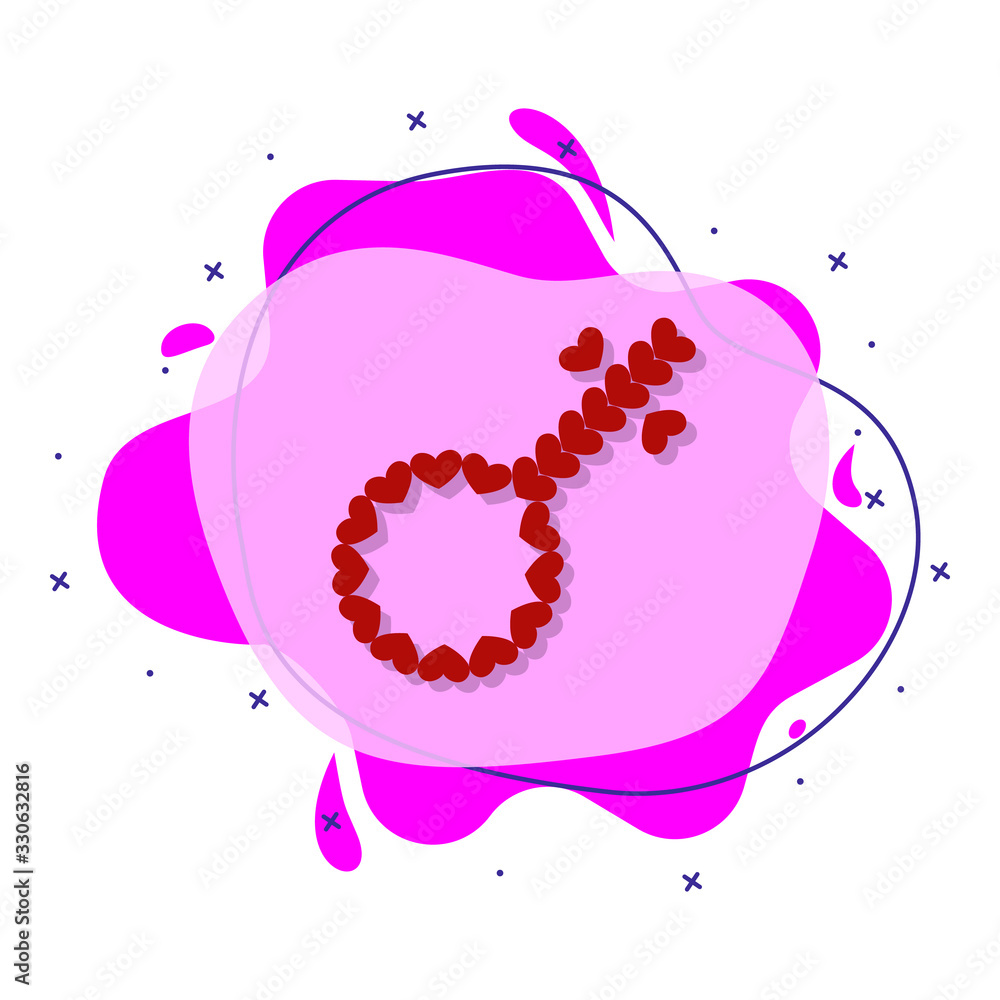 Poster woman symbol with heart color liquid bacdge icon. simple color vector of 8 march icons for ui and ux