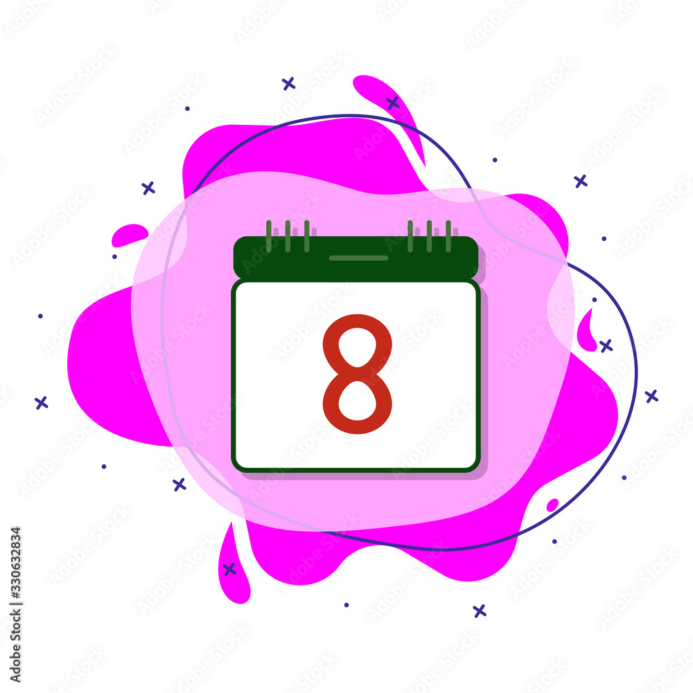 Poster calendar color liquid bacdge icon. simple color vector of 8 march icons for ui and ux, website or mo