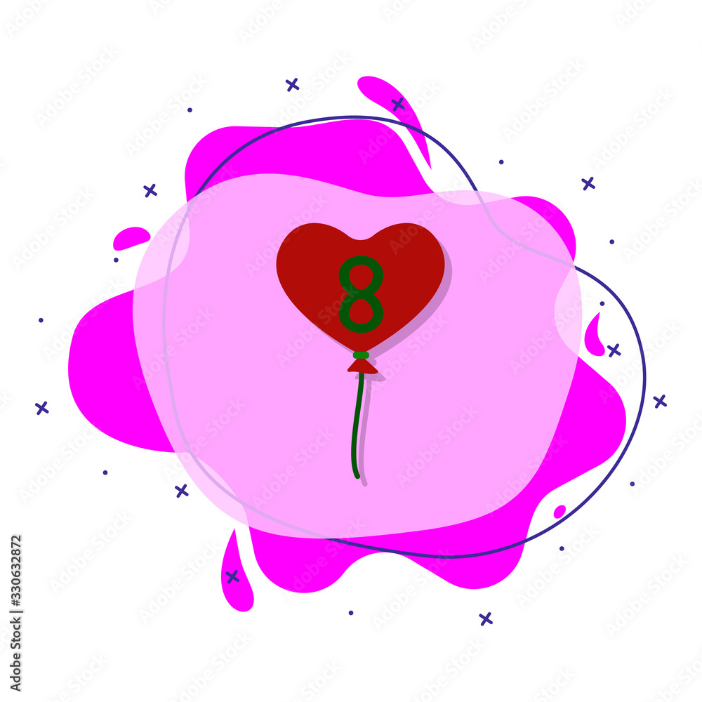 Poster balloon, red color liquid bacdge icon. simple color vector of 8 march icons for ui and ux, website o