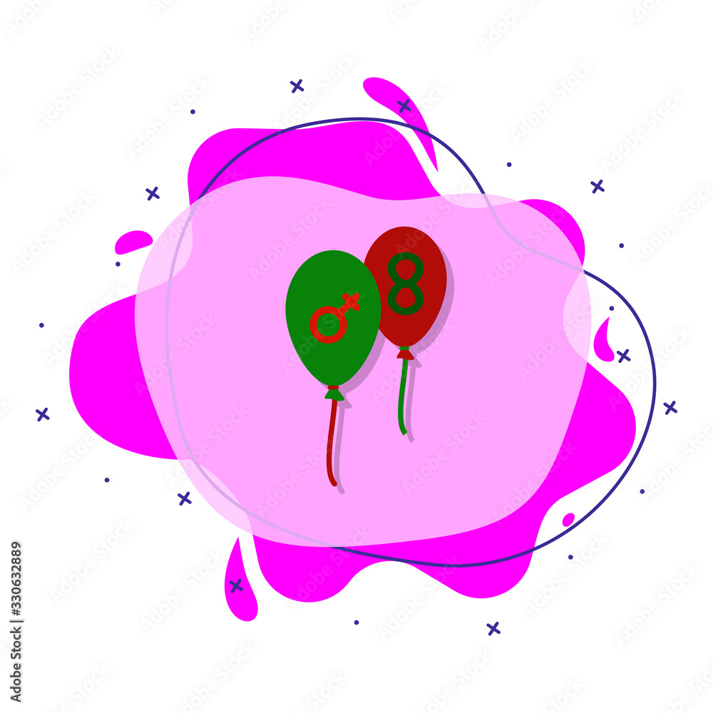 Poster balloon, red color liquid bacdge icon. simple color vector of 8 march icons for ui and ux, website o
