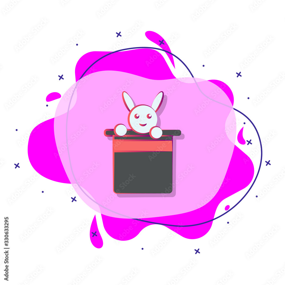 Poster hare in hat colored liquid bacdge icon. simple color vector of circus icons for ui and ux, website o