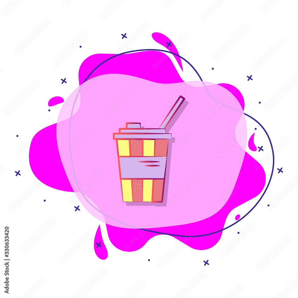 Poster drink with straw colored liquid bacdge icon. simple color vector of circus icons for ui and ux, webs