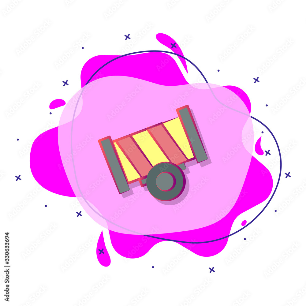 Poster circus gun colored liquid bacdge icon. simple color vector of circus icons for ui and ux, website or