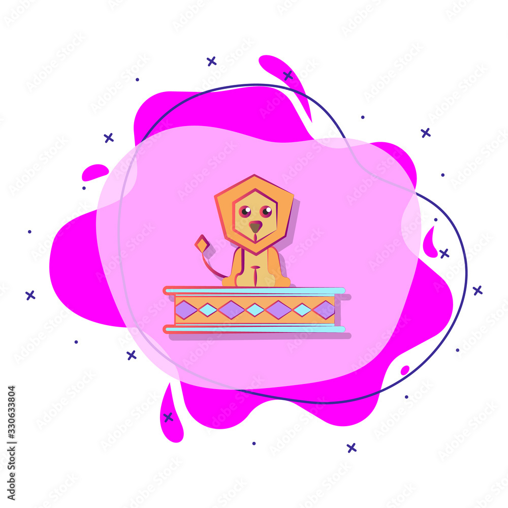 Poster circus lion colored liquid bacdge icon. simple color vector of circus icons for ui and ux, website o