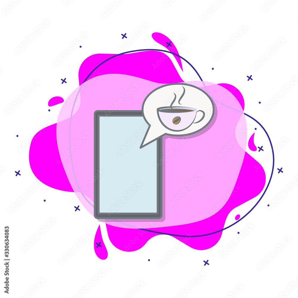 Poster message to drink coffee colored liquid bacdge icon. simple color vector of coffee icons for ui and u