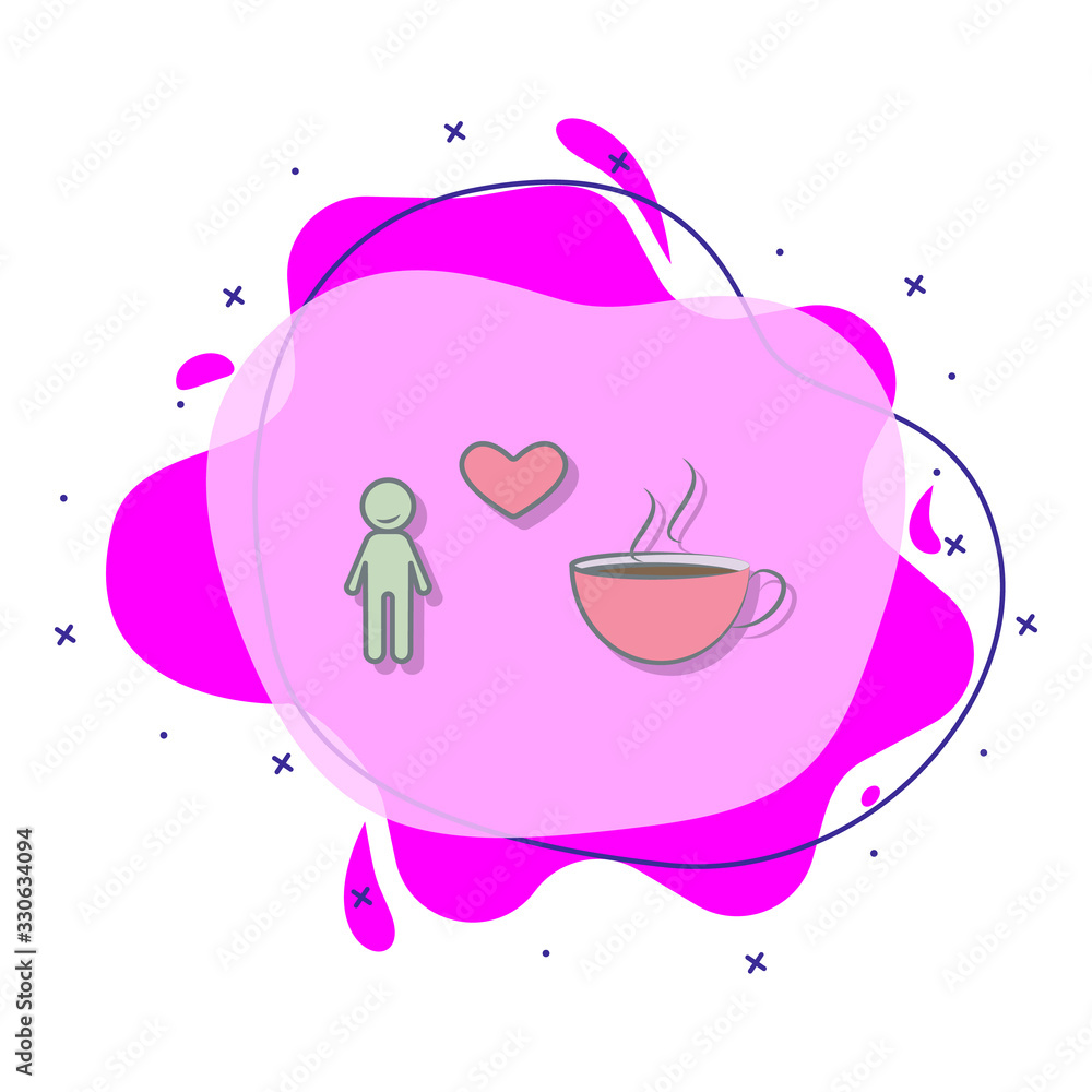 Poster lover of coffee colored liquid bacdge icon. simple color vector of coffee icons for ui and ux, websi