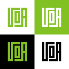 Letter UOA logo design template, square shape typography