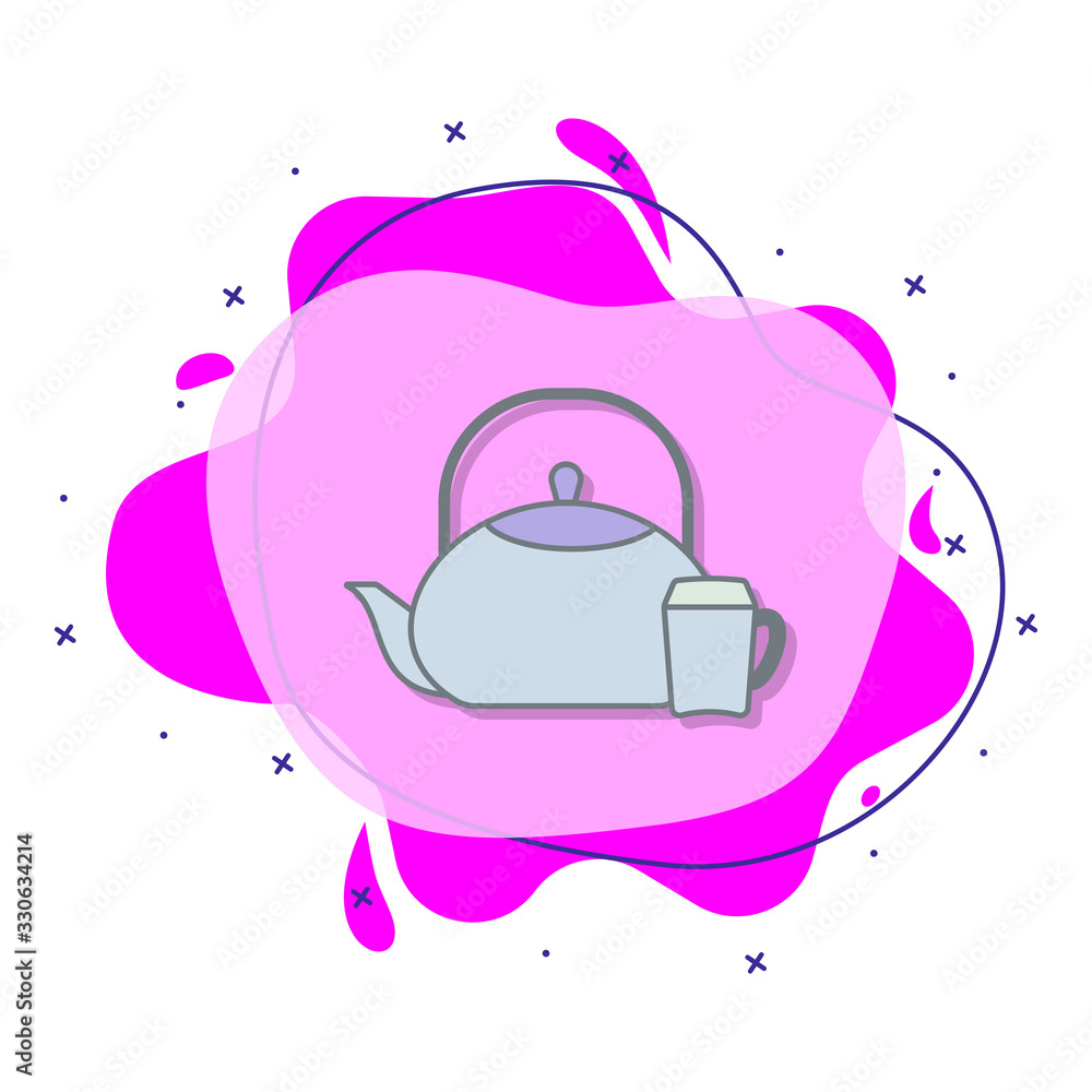 Aufkleber kettle and cup colored liquid bacdge icon. simple color vector of coffee icons for ui and ux, websit