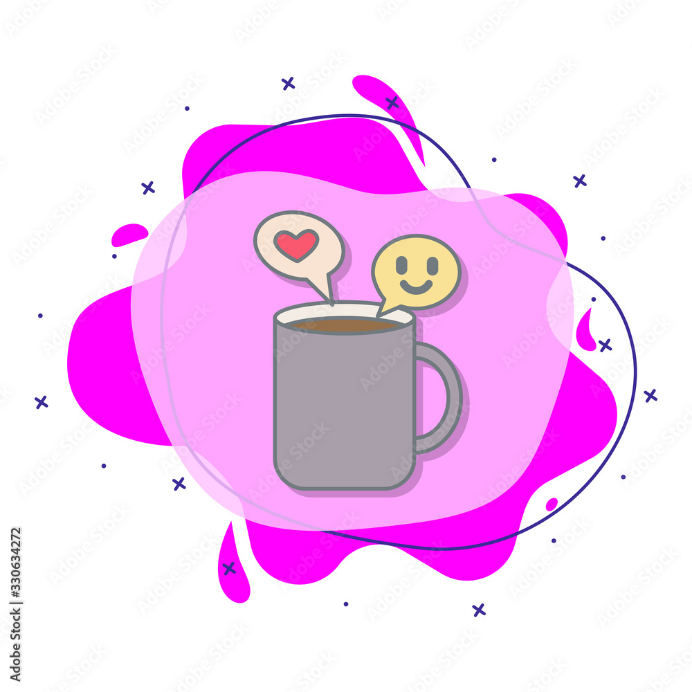 Poster nice conversation for coffee colored liquid bacdge icon. simple color vector of coffee icons for ui 