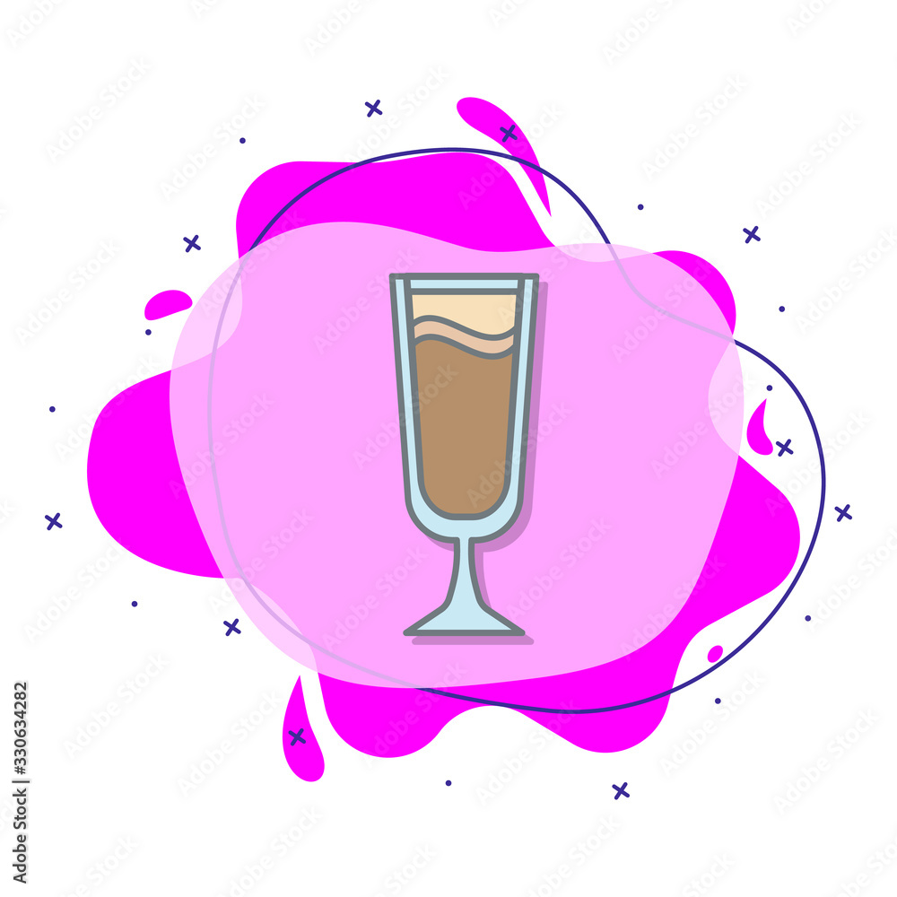 Poster cold coffee colored liquid bacdge icon. simple color vector of coffee icons for ui and ux, website o
