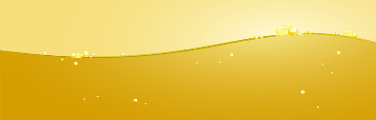 Golden liquid splash on gold background, Nature header or web banner concept, vector illustration.